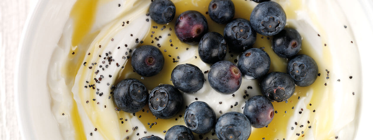 Blueberry & Lemon Curd Yoghurt with Poppy Seeds