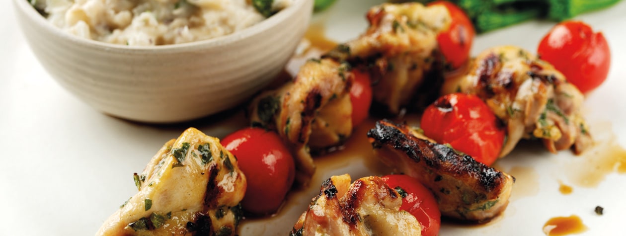Herby Chicken Skewers with Butterbean Mash