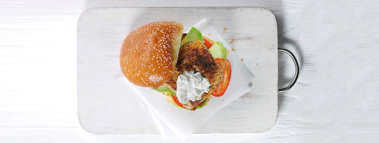 Fish Burger with Blue Cheese
