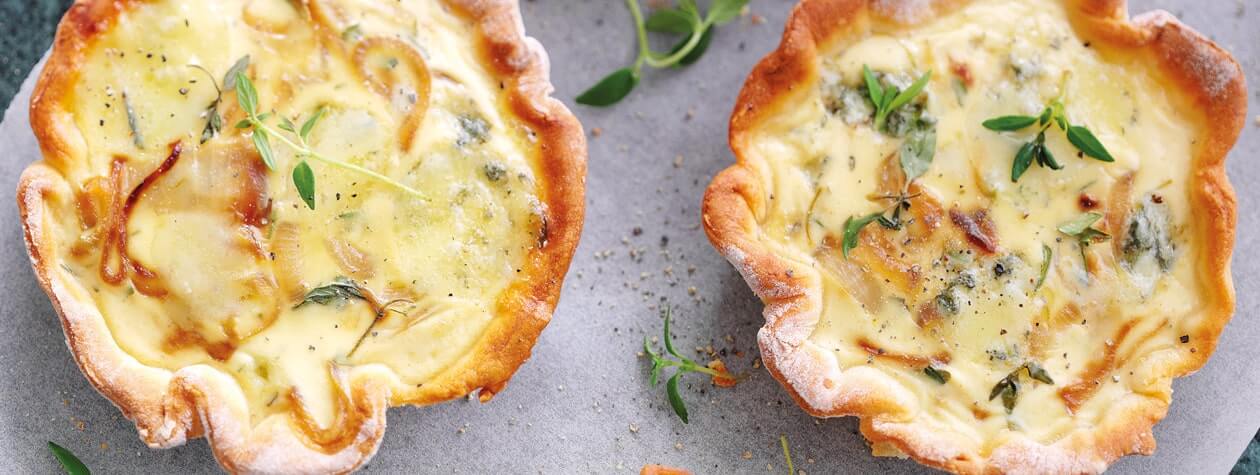 Onion, Thyme & Blue Cheese Tartlets