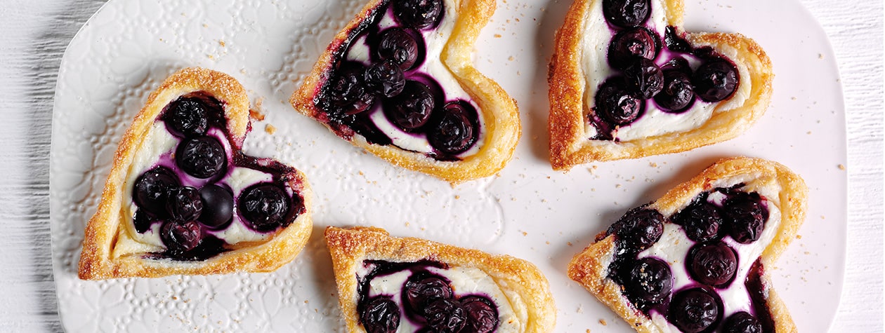 Heart Shaped Fruit and Yoghurt Breakfast Pastries