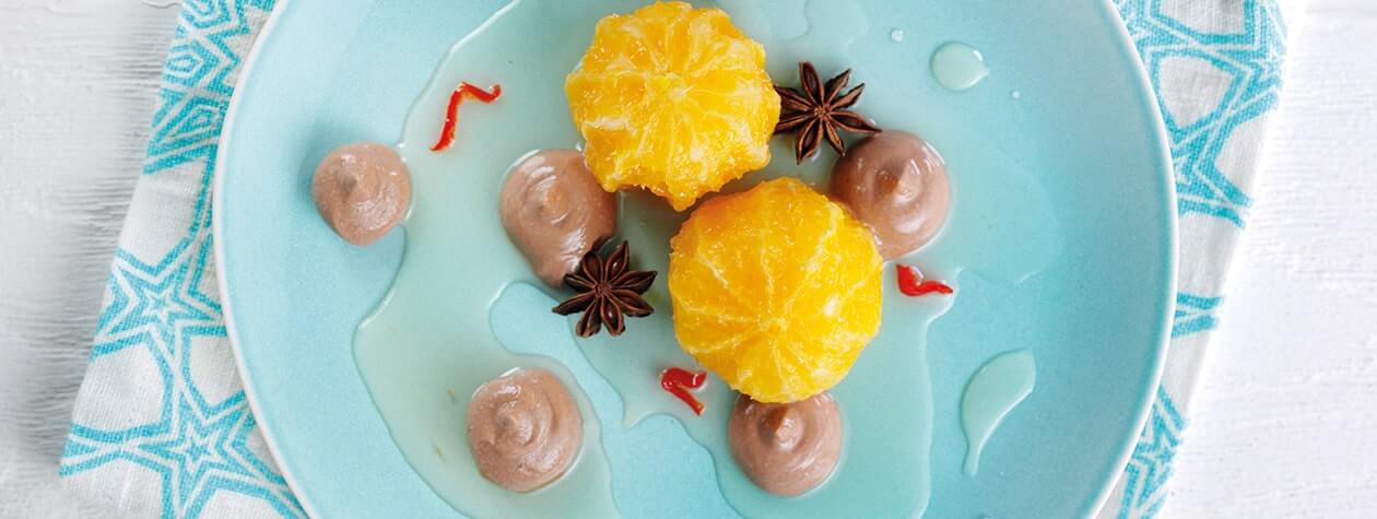 Poached Clementines with Chocolate Yoghurt