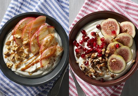 Yoghurt bowls with autumn ingredients