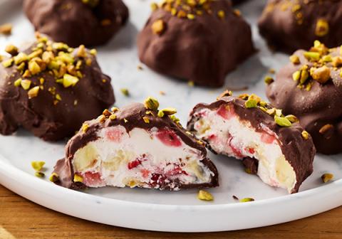 Chocolate Covered Strawberry and Banana Yoghurt Clusters 