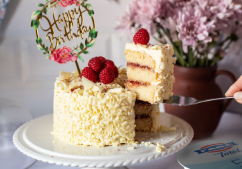 White Chocolate & Raspberry Birthday Cake